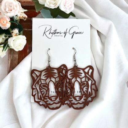 Tiger Earrings - Tiger Jewelry, Handmade Earrings, Handmade Jewelry, Animal Earrings, Tiger Football, Animal Jewelry, Tigers, Tiger Costume