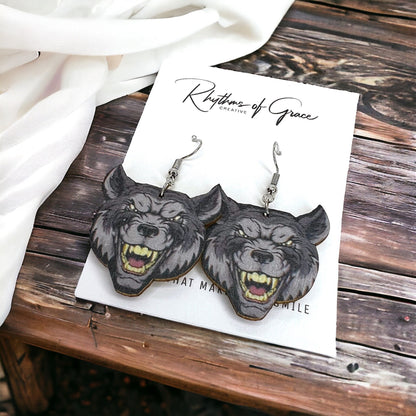 Wolf Earrings - Wolf Earrings, Handmade Earrings, Handmade Jewelry, Animal Earrings, Wolves, Wolves Football, Wolf Pack, Wolf Accessories