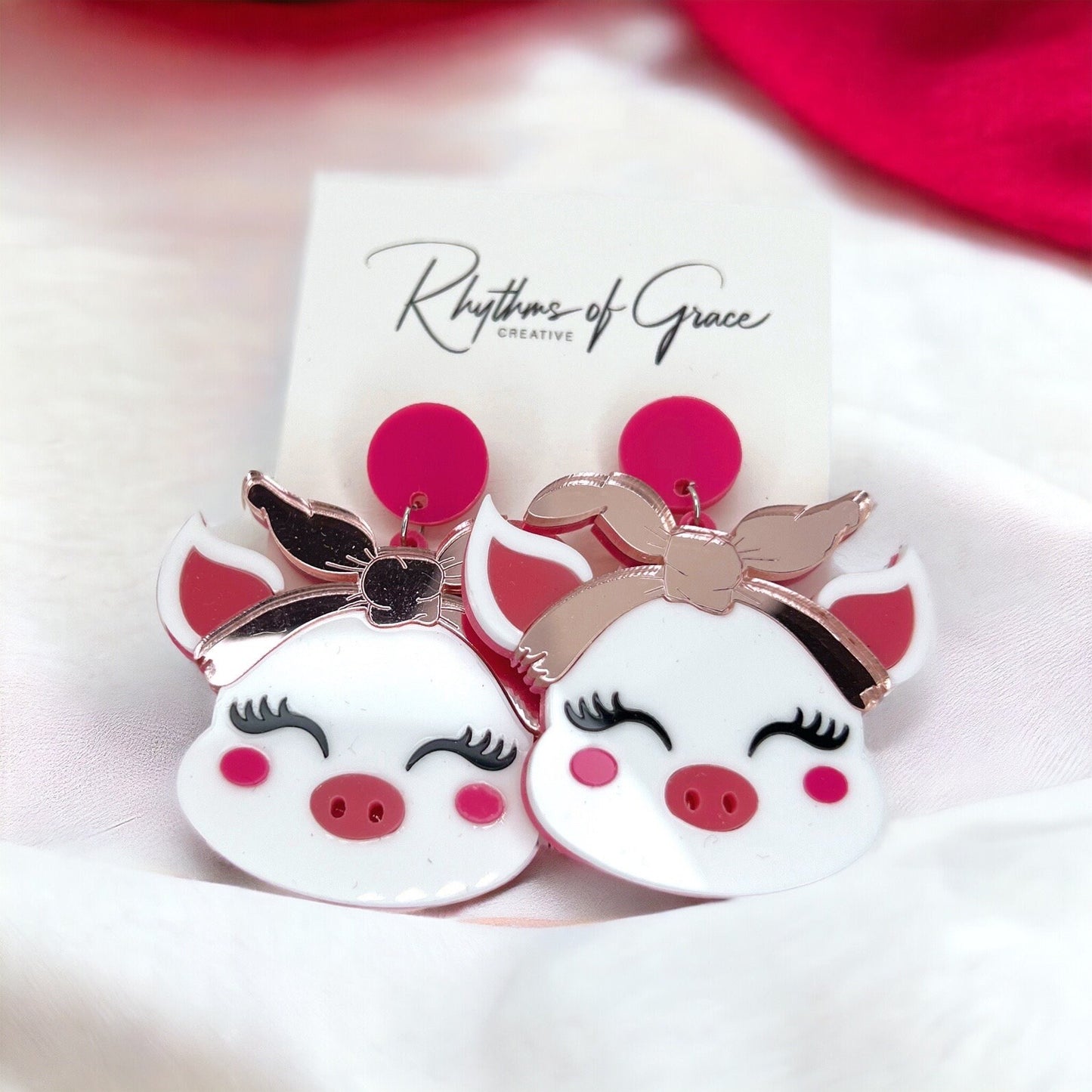 Pig Earrings - Pig Jewelry, Pink Pig, Handmade Earrings, Handmade Jewelry, Animal Earrings, Animal Jewelry, Piggy, Pig Accessories