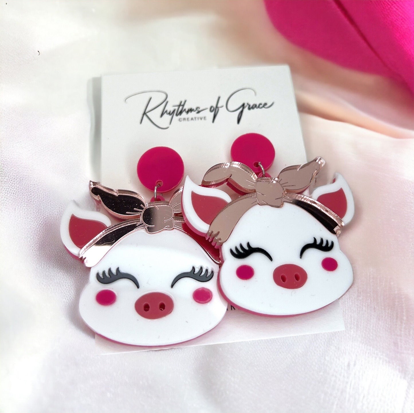 Pig Earrings - Pig Jewelry, Pink Pig, Handmade Earrings, Handmade Jewelry, Animal Earrings, Animal Jewelry, Piggy, Pig Accessories