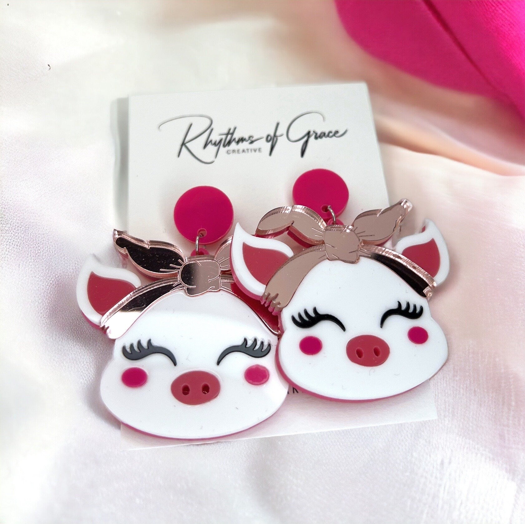 Pig Earrings - Pig Jewelry, Pink Pig, Handmade Earrings, Handmade Jewelry, Animal Earrings, Animal Jewelry, Piggy, Pig Accessories