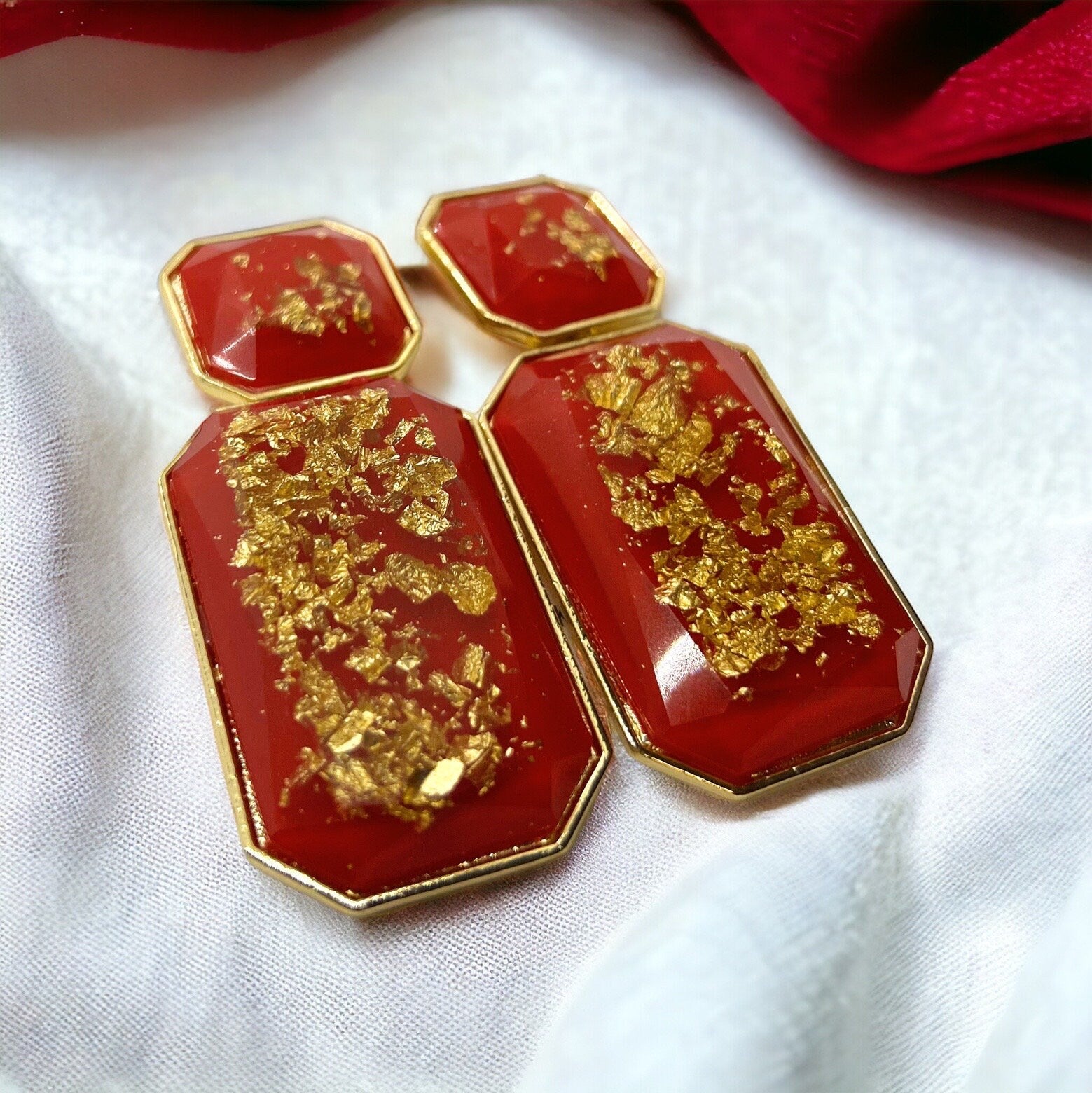Dazzling Red & Gold Dangle Earrings - Your Perfect Valentine’s Day Statement! - Rhythms of Grace Creative