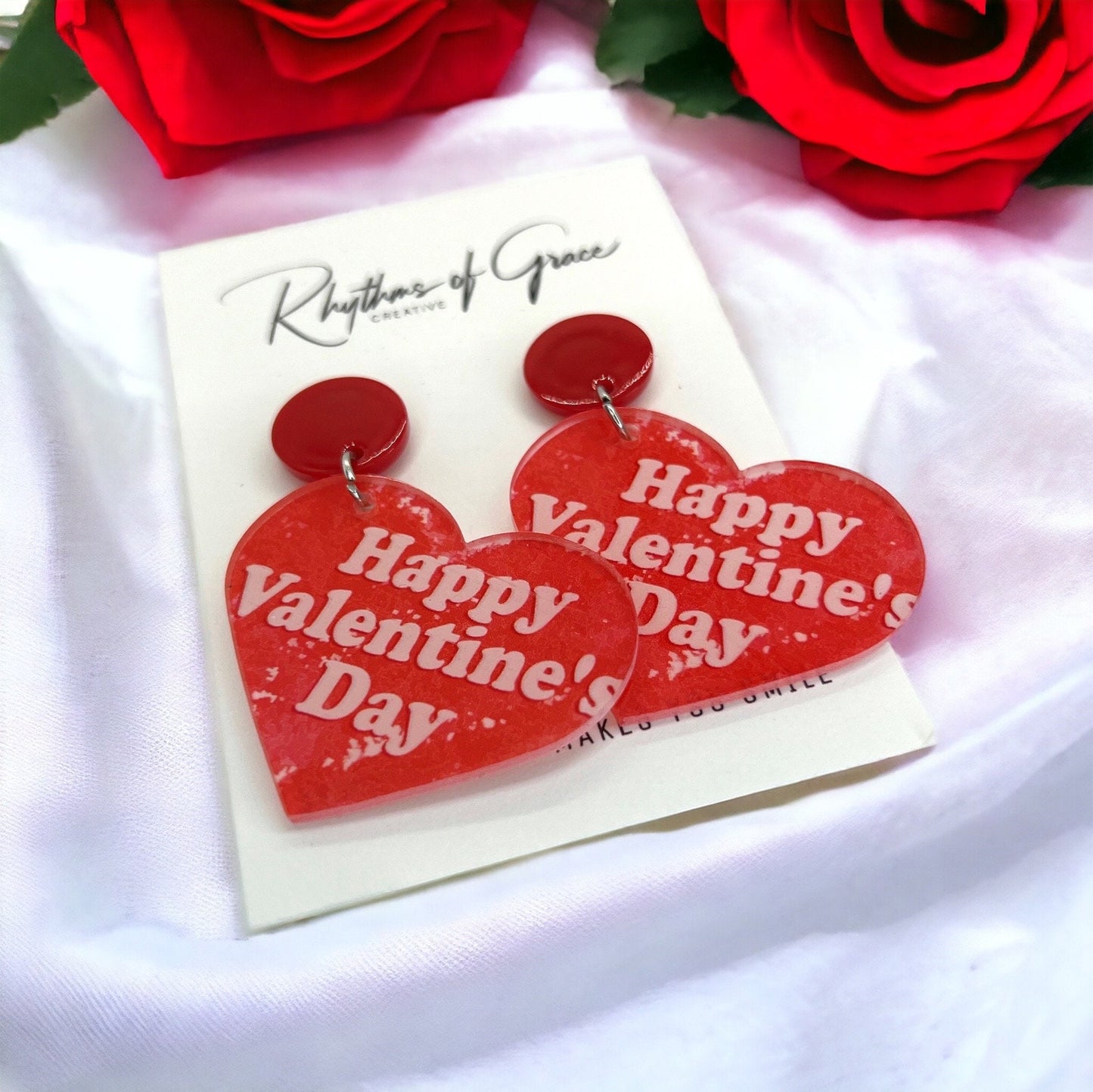 Heartfelt Hues: Happy Valentine's Day Red Heart Earrings! - Rhythms of Grace Creative