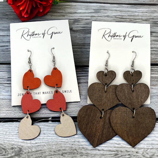 Wooden Valentine Wooden Earrings - Perfect for Every Love Story - Rhythms of Grace Creative