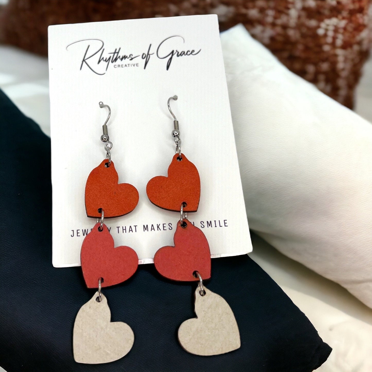 Wooden Valentine Wooden Earrings - Perfect for Every Love Story - Rhythms of Grace Creative