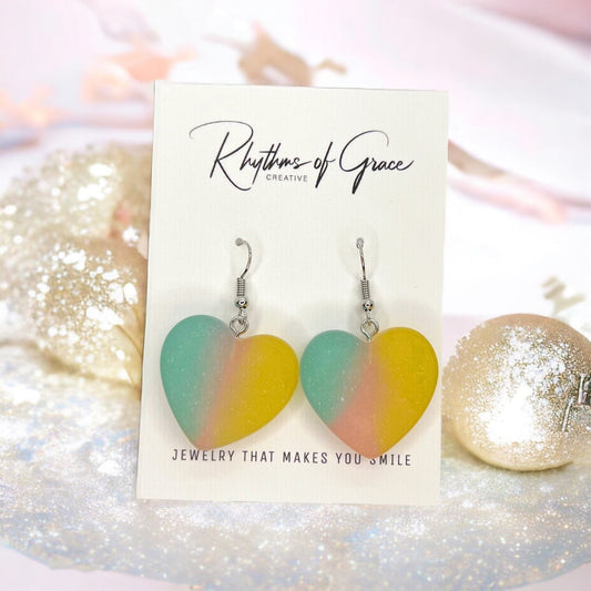 Pastel Heart Dangle Earrings - Your New Favorite Accessories! 💖 - Rhythms of Grace Creative