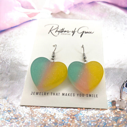 Pastel Heart Dangle Earrings - Your New Favorite Accessories! 💖 - Rhythms of Grace Creative