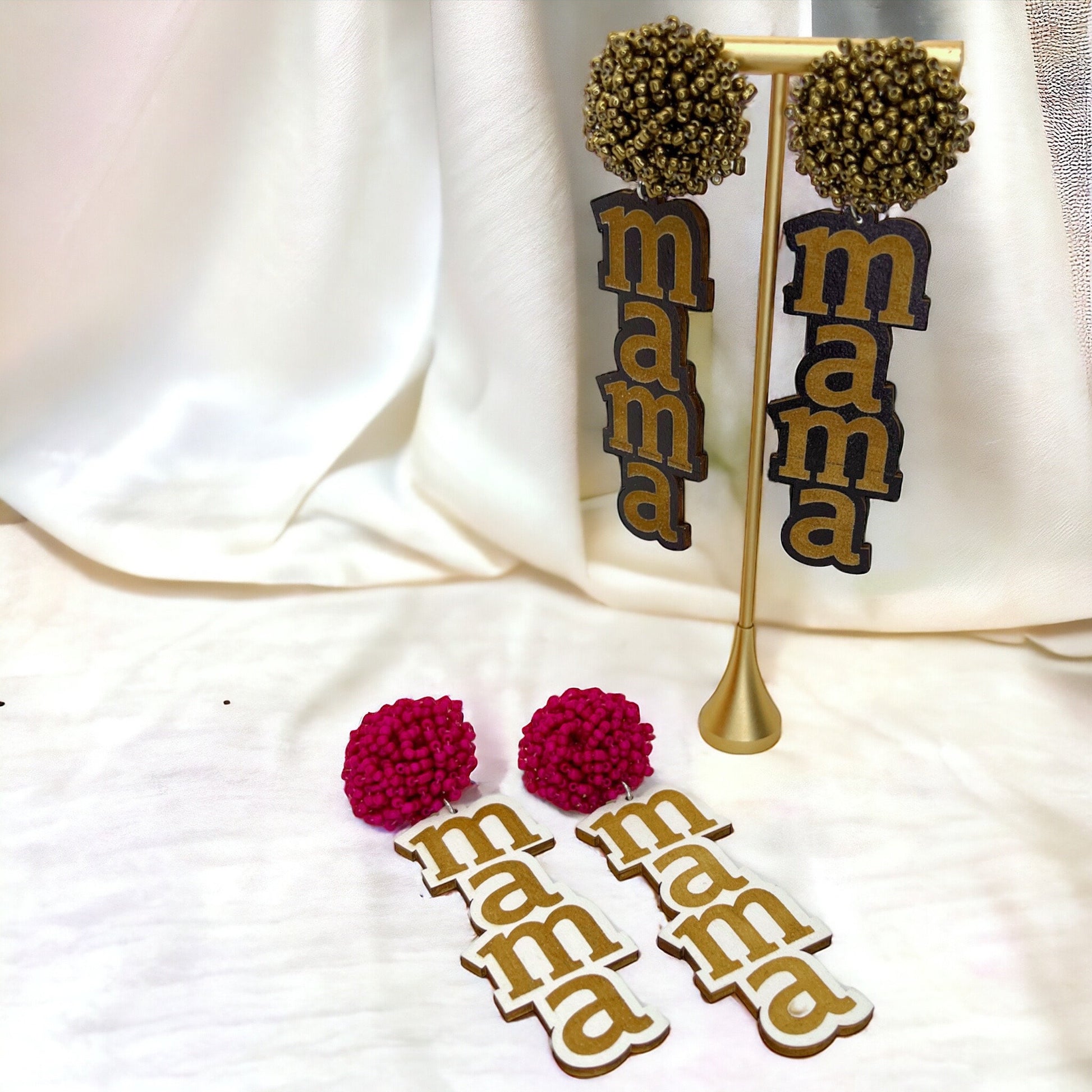 Beaded MAMA Earrings - Handmade Earrings, Baby Shower, New Mom, Mother’s Day, Mom Earrings, Momma Earrings, Pregnancy Announcement