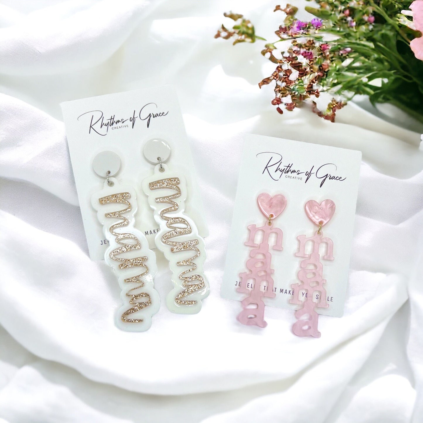 MAMA Earrings - Handmade Earrings, Baby Shower, New Mom, Mother’s Day, Mom Earrings, Momma Earrings, Pregnancy Announcement, Gender Reveal