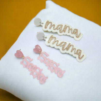MAMA Earrings - Handmade Earrings, Baby Shower, New Mom, Mother’s Day, Mom Earrings, Momma Earrings, Pregnancy Announcement, Gender Reveal