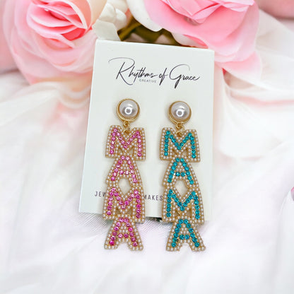 Gender Reveal Earrings - Baby Shower, New Mom, Mother’s Day, Mom Earrings, Momma Earrings, Mama Earrings, Team Pink, Team Blue, Pink or Blue