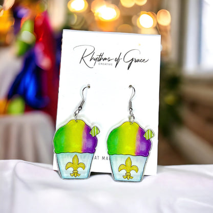 Mardi Gras Snowball Earrings – Sweet & Festive Dangles! - Rhythms of Grace Creative