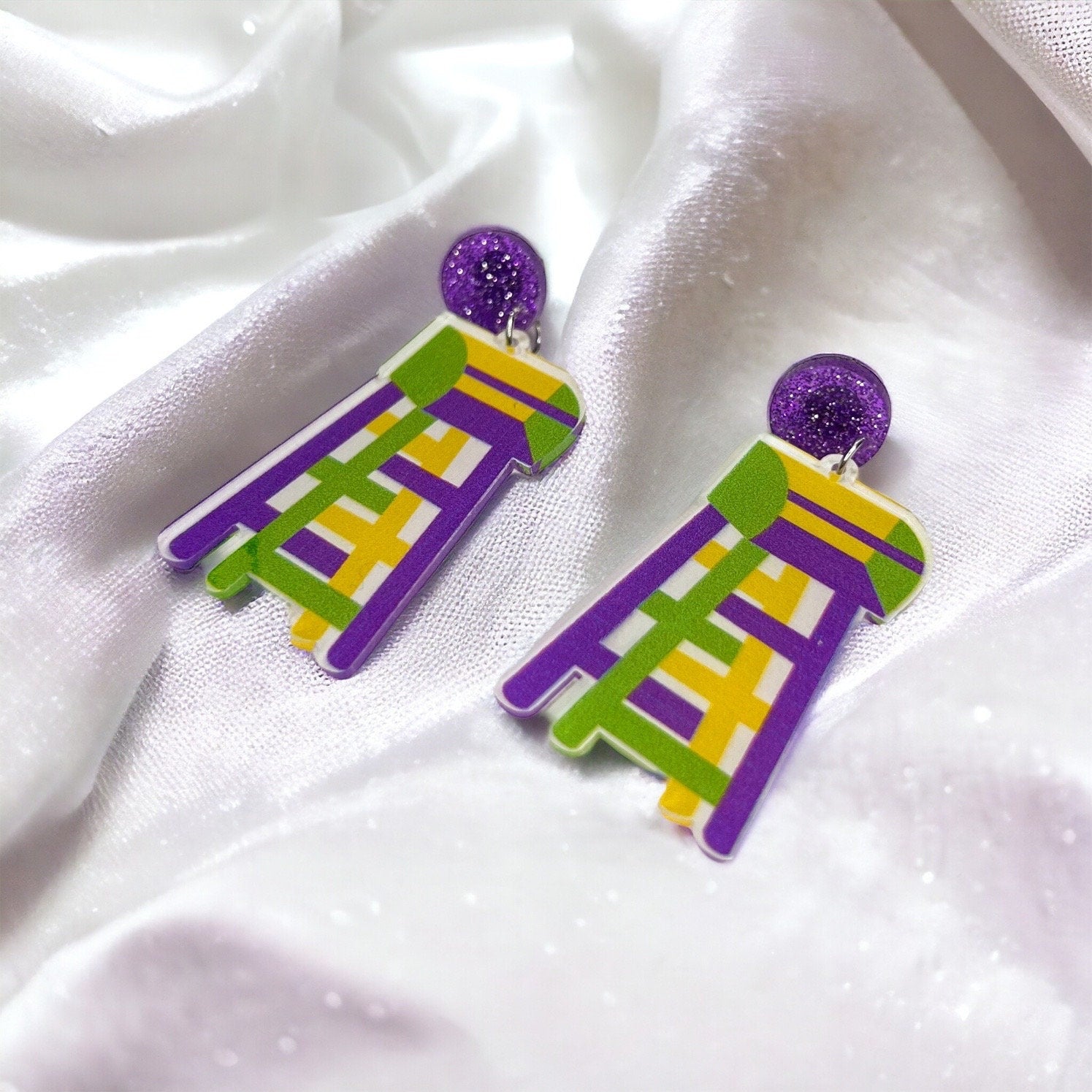 Ladder to Mardi Gras Magic: Vibrant Earrings for Your Carnival Style!🎉 - Rhythms of Grace Creative