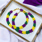 Mardi Gras Hoops - Mardi Gras Beads, New Orleans, Purple Green Gold, Mardi Gras Jewelry, Parade Outfit, Mardi Gras Earrings, Glitter Hoops - Rhythms of Grace Creative