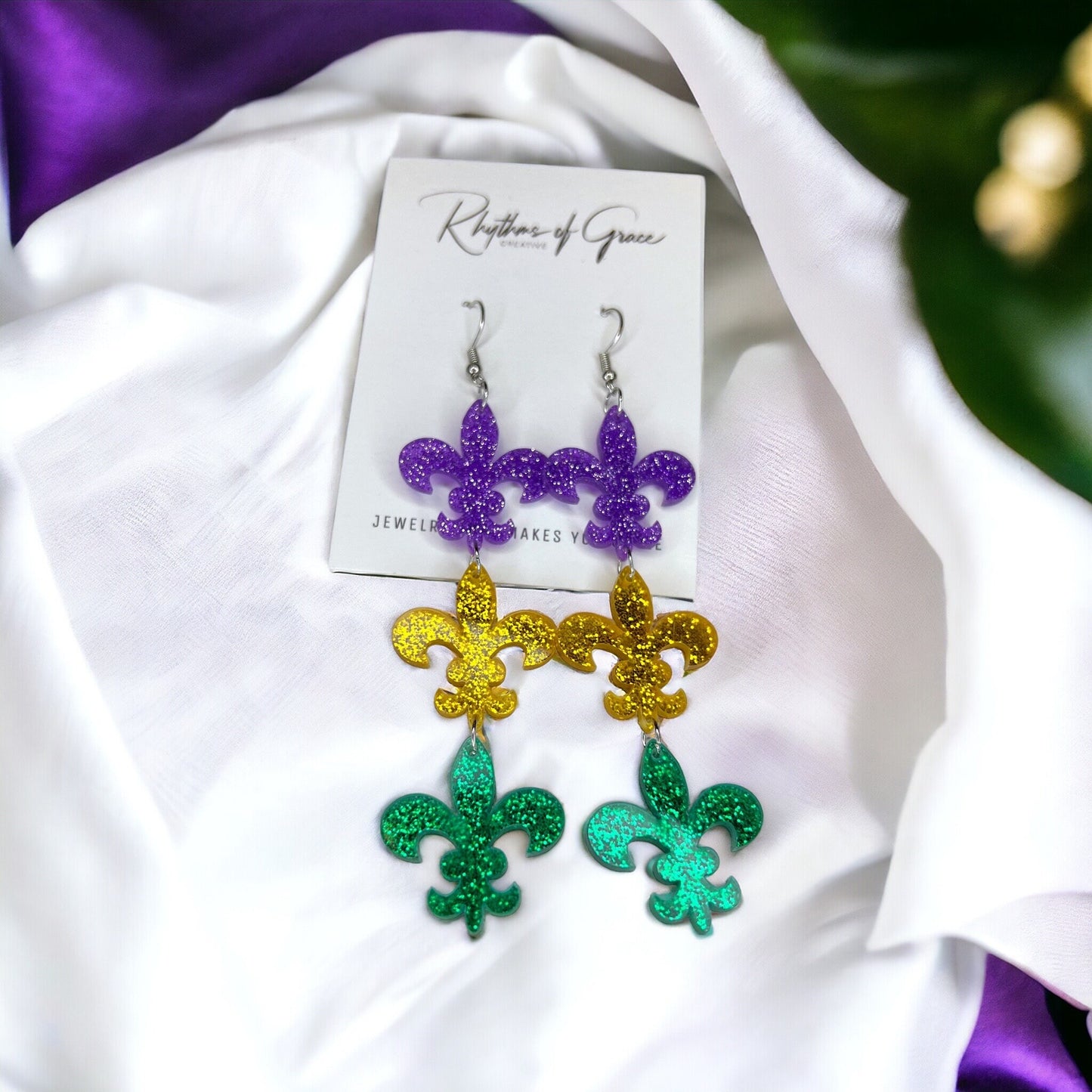 Mardi Gras Crown Dangle Earrings – Celebrate Like Royalty! - Rhythms of Grace Creative