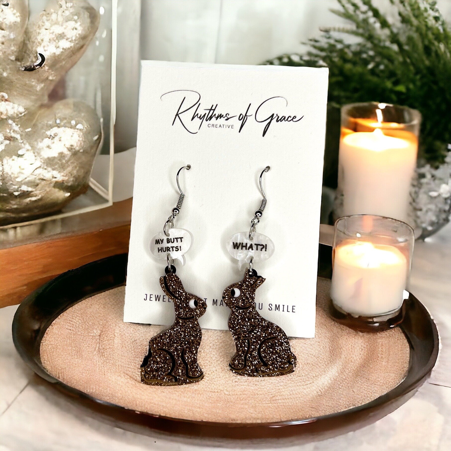 Hop-tastic Chocolate Rabbit Earrings: Ears to a Hilarious Easter! - Rhythms of Grace Creative