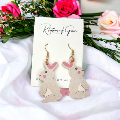 Hoppy Easter Vibes: Adorable Pink Bunny Dangle Earrings! - Rhythms of Grace Creative