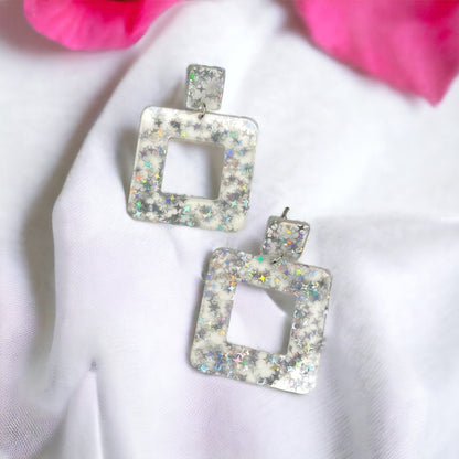 Sparkle & Shine: Silver & Clear Holographic Earrings - Rhythms of Grace Creative