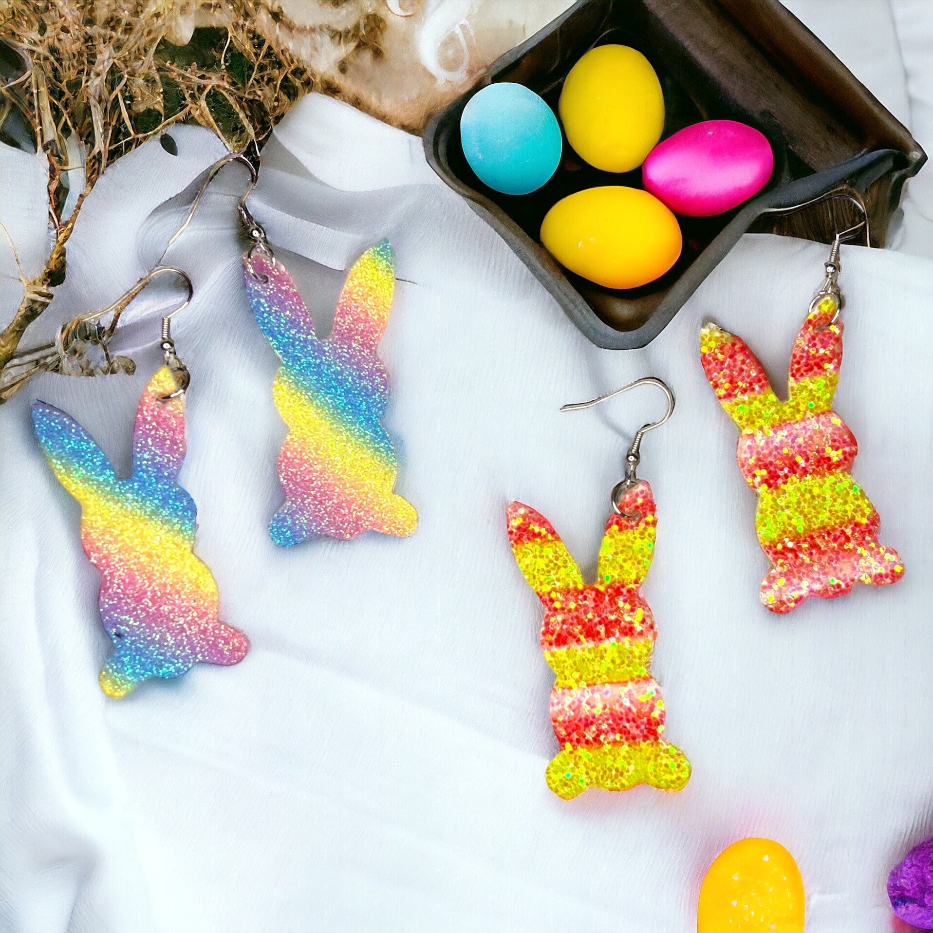 Hoppy Easter Styles: Sparkling Glitter Bunny Earrings! - Rhythms of Grace Creative