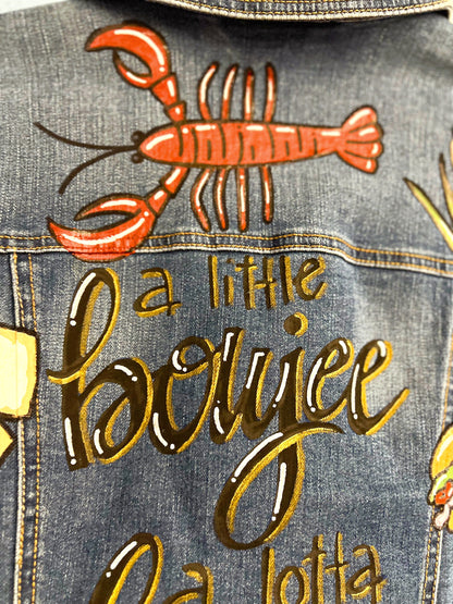 Mardi Gras Jean Hand Painted Jacket, Mardi Gras, Painted Jean Jacket, New Orleans, Bayou Boujee, Purple Green Gold, Parade Outfit, Cajun