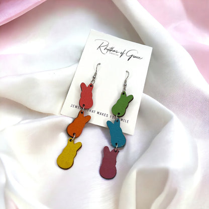 Spring Vibes Only: Colorful Peeps Dangle Earrings for a Hoppy Easter! - Rhythms of Grace Creative