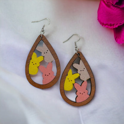 Easter Bliss: Adorable Wooden Bunny Drop Earrings for Springtime Style! - Rhythms of Grace Creative