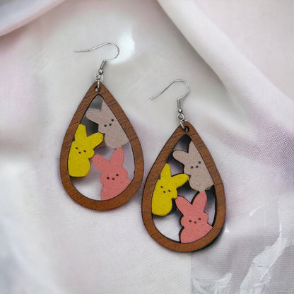 Easter Bliss: Adorable Wooden Bunny Drop Earrings for Springtime Style! - Rhythms of Grace Creative