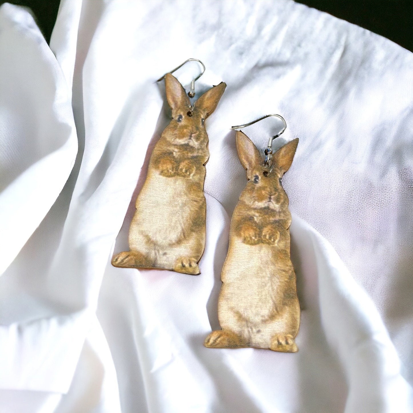 Whimsical Wooden Rabbit Earrings - Perfect for Easter Cheer! - Rhythms of Grace Creative