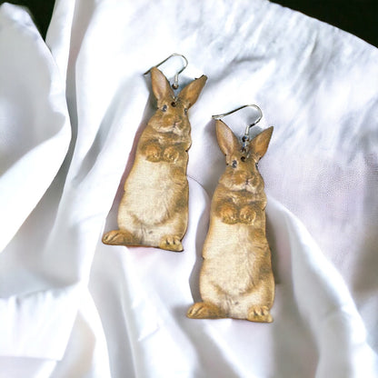 Whimsical Wooden Rabbit Earrings - Perfect for Easter Cheer! - Rhythms of Grace Creative