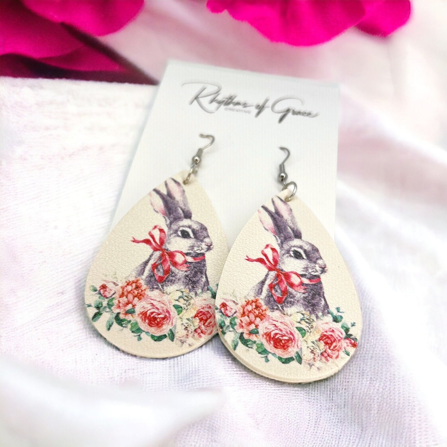 Hoppy Bunny Teardrop Earrings – Perfect Easter Accessory! - Rhythms of Grace Creative
