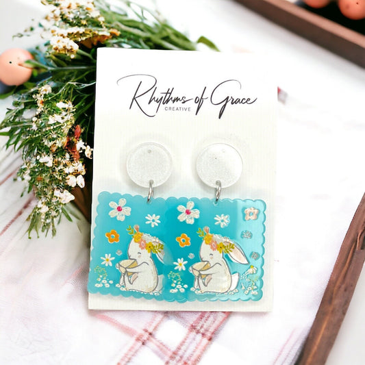 Hop Into Style with Our Charming Pale Blue Bunny Earrings! - Rhythms of Grace Creative