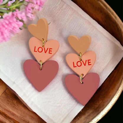 Love in Pink: Adorable Triple Heart Earrings for Every Occasion! - Rhythms of Grace Creative