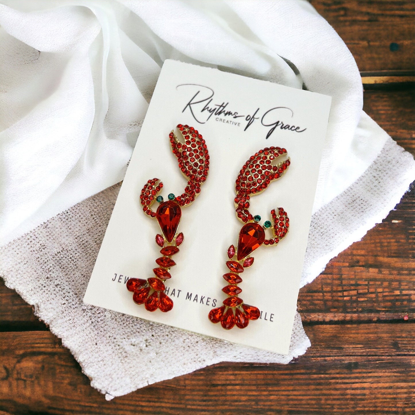 Catch the Sparkle: Rhinestone Crawfish Earrings for a Dazzling Crawfish Boil! - Rhythms of Grace Creative