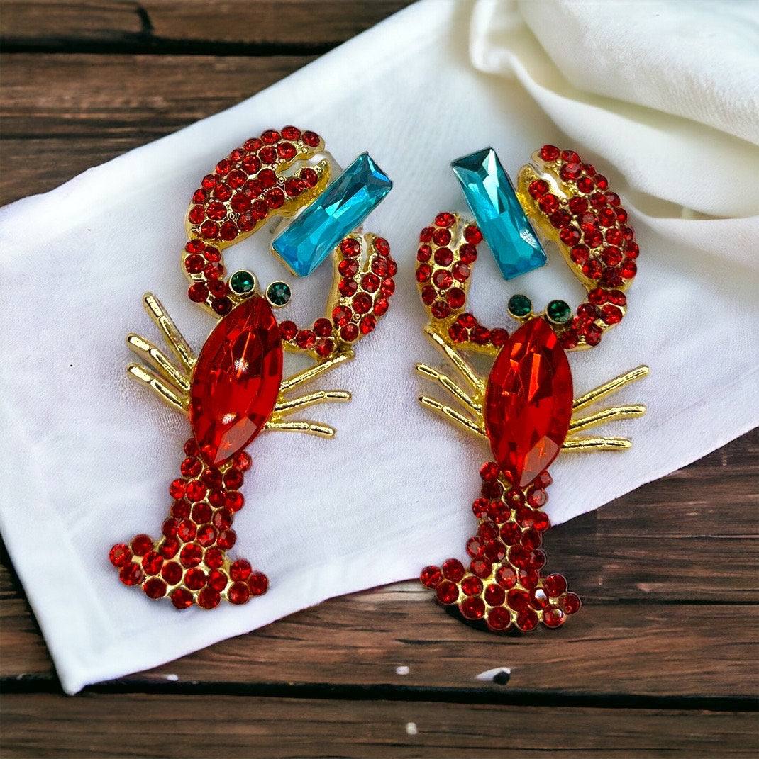 Catch the Sparkle: Rhinestone Crawfish Earrings for a Dazzling Crawfish Boil! - Rhythms of Grace Creative