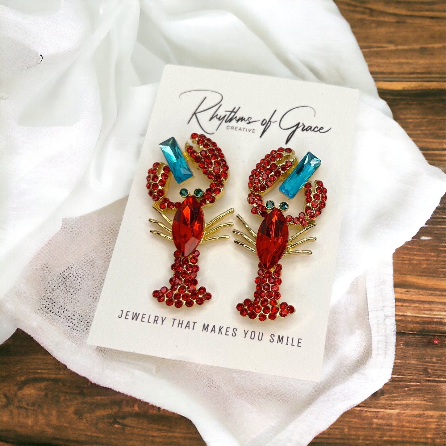 Catch the Sparkle: Rhinestone Crawfish Earrings for a Dazzling Crawfish Boil! - Rhythms of Grace Creative