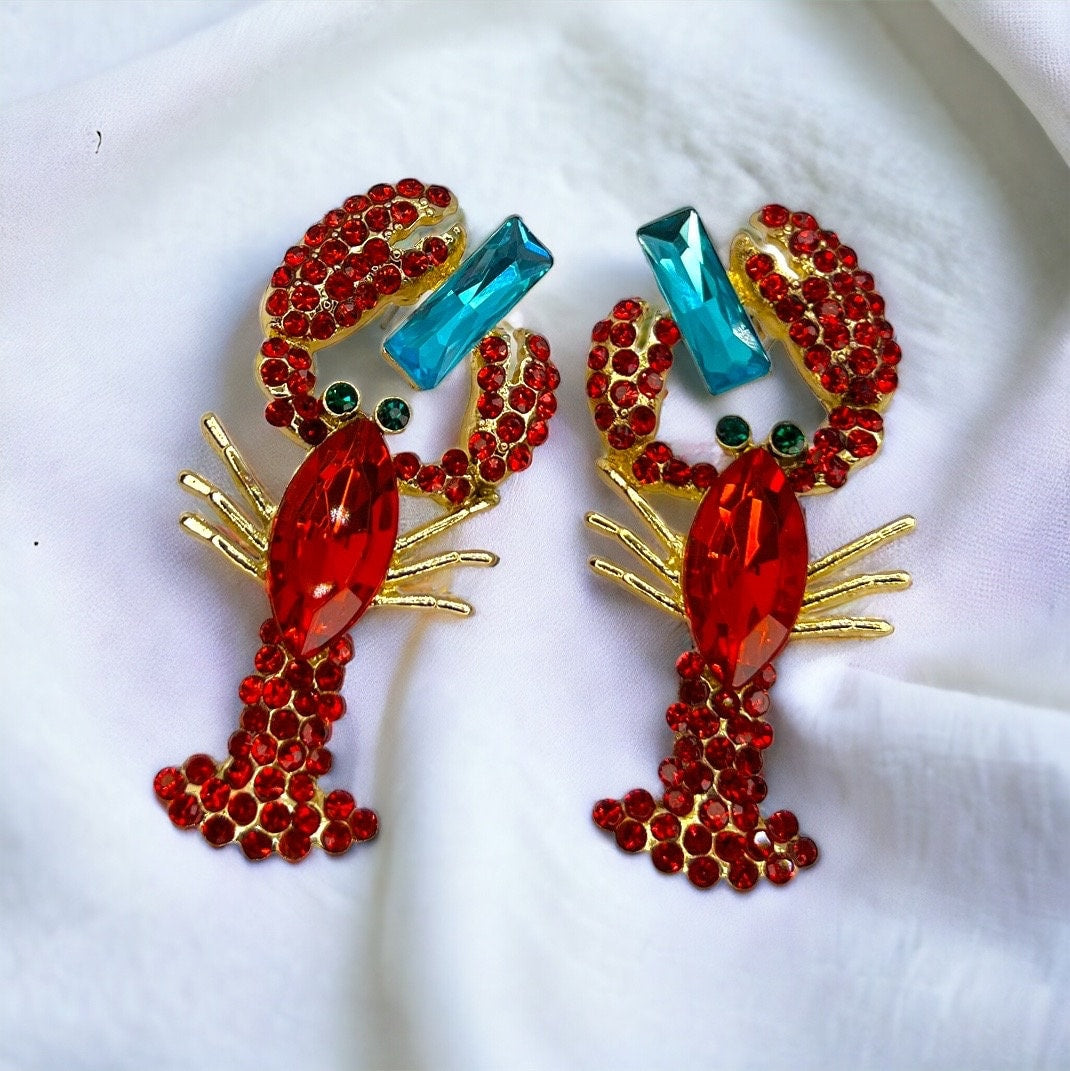 Catch the Sparkle: Rhinestone Crawfish Earrings for a Dazzling Crawfish Boil! - Rhythms of Grace Creative