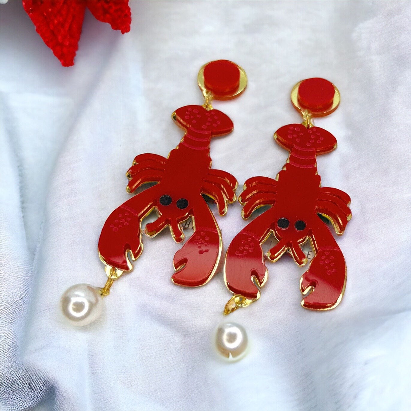 Crawfish Craze: Sparkly Dangle Earrings for Cajun Magic! 🦞 - Rhythms of Grace Creative