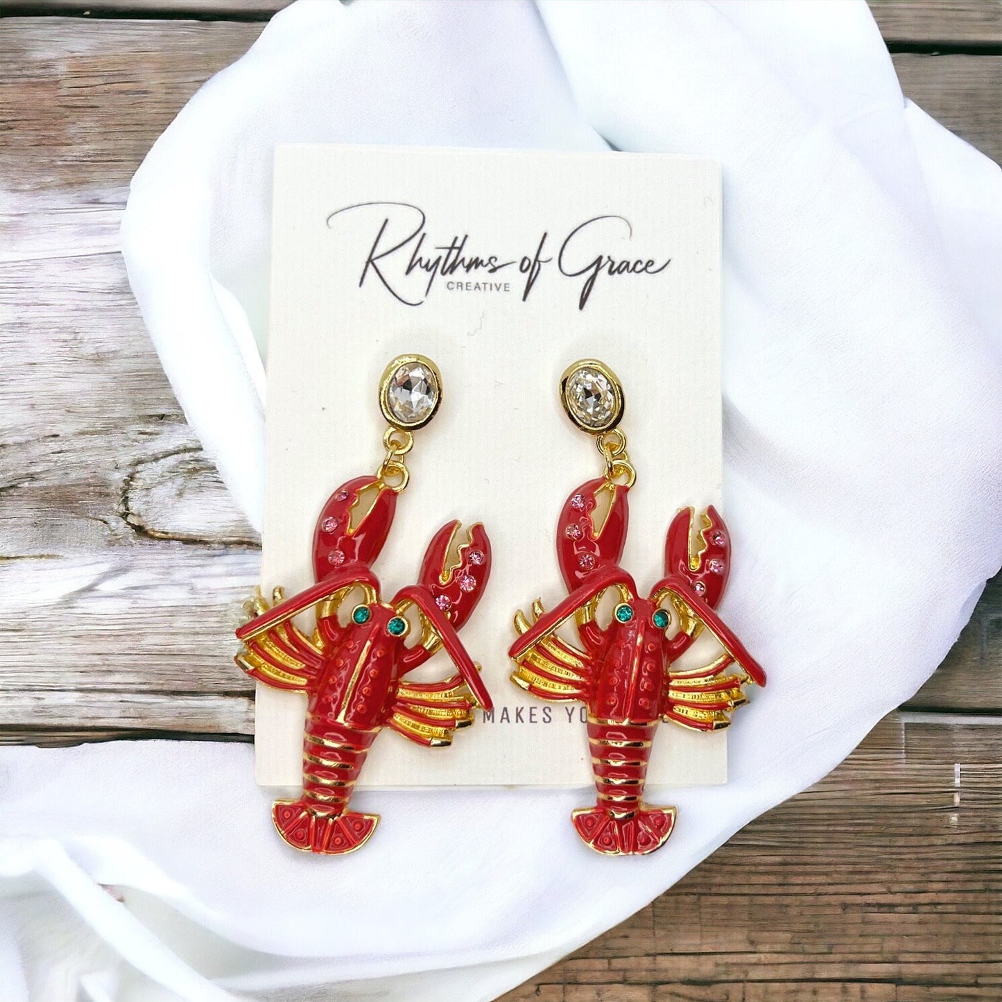 Crawfish Craze: Sparkly Dangle Earrings for Cajun Magic! 🦞 - Rhythms of Grace Creative