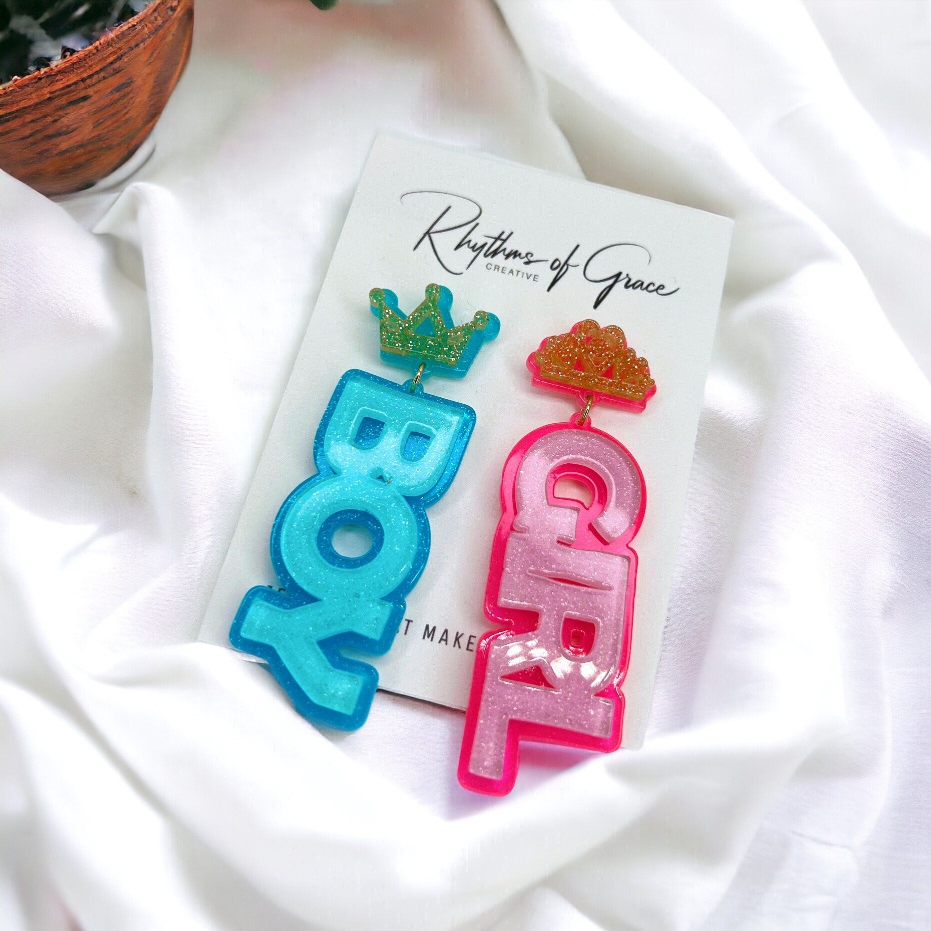 Gender Reveal Earrings - Baby Shower, New Mom, Mother’s Day, Mom Earrings, Momma Earrings, Mama Earrings, Team Pink, Team Blue, Pink or Blue
