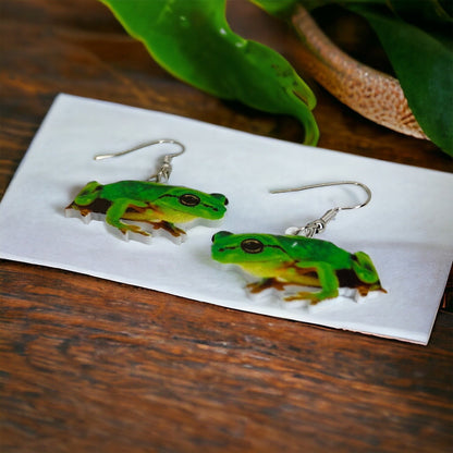 Frog Earrings - Frog Jewelry, Handmade Earrings, Tree Frog, Animal Earrings, Animal Jewelry, Frog Accessories, Green Frog, Frog Prince