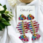 Rhinestone Fish Earrings - Fishbone Earrings, Fishbone Jewelry, Fish Jewelry, Rainbow Earrings, Rainbow Accessories, Fishbones, Rhinestones