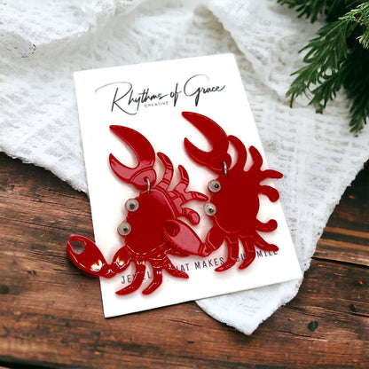Cajun Earrings - Crab Earrings, Crawfish Earrings, Lobster Earrings, Handmade Earrings, Animal Earrings, Googly Eyes, Crawfish Boil, Crabs