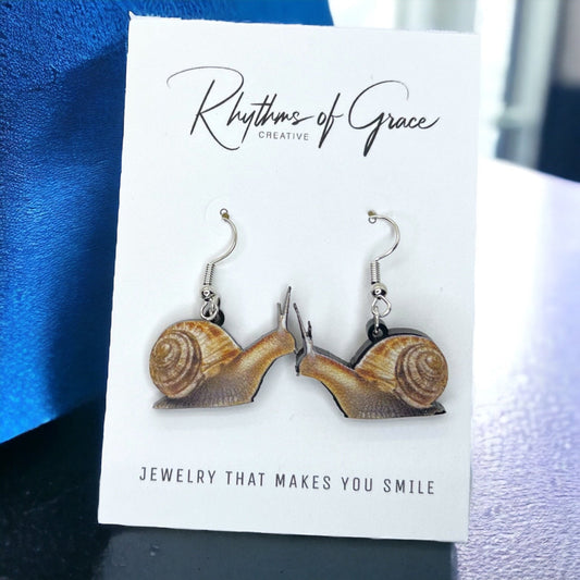 Snail Earrings - Snail Jewelry, Handmade Earrings, Handmade Jewelry, Animal Earrings, Animal Jewelry, Snail Design, Snail Shell, Slime