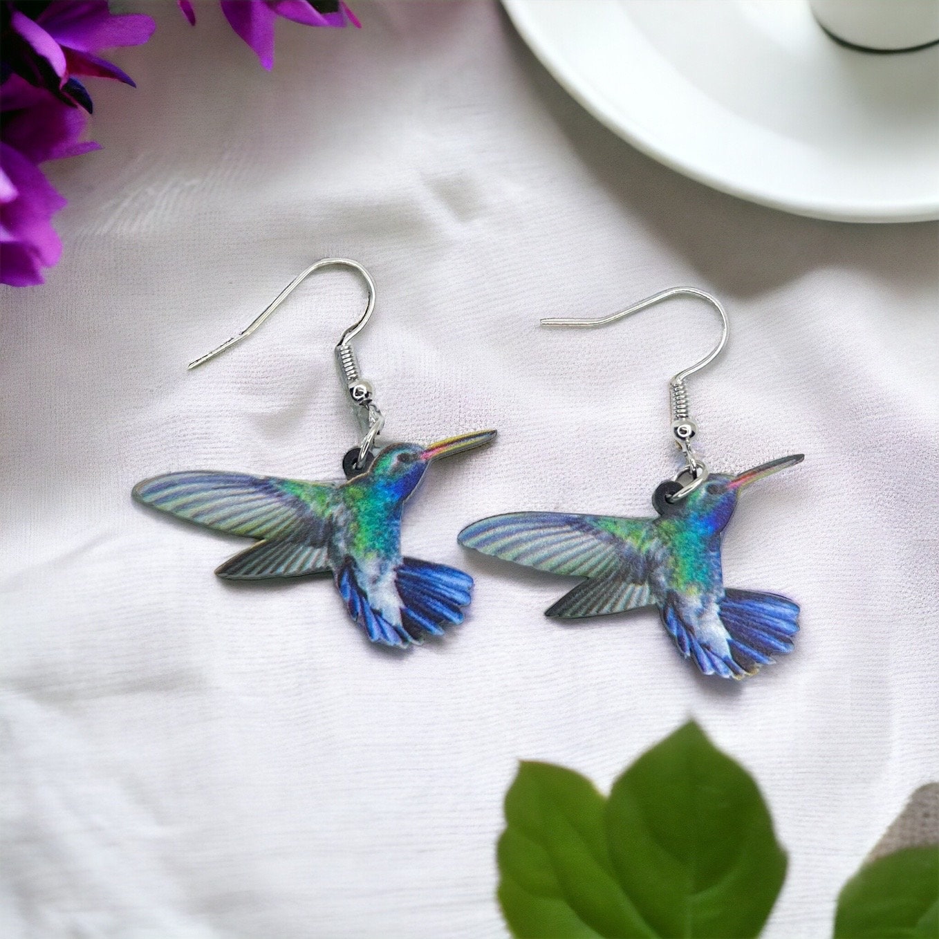 Hummingbird Earrings - Hummingbird Jewelry, Handmade Earrings, Handmade Jewelry, Animal Earrings, Animal Jewelry, Hummingbirds, Red Throat