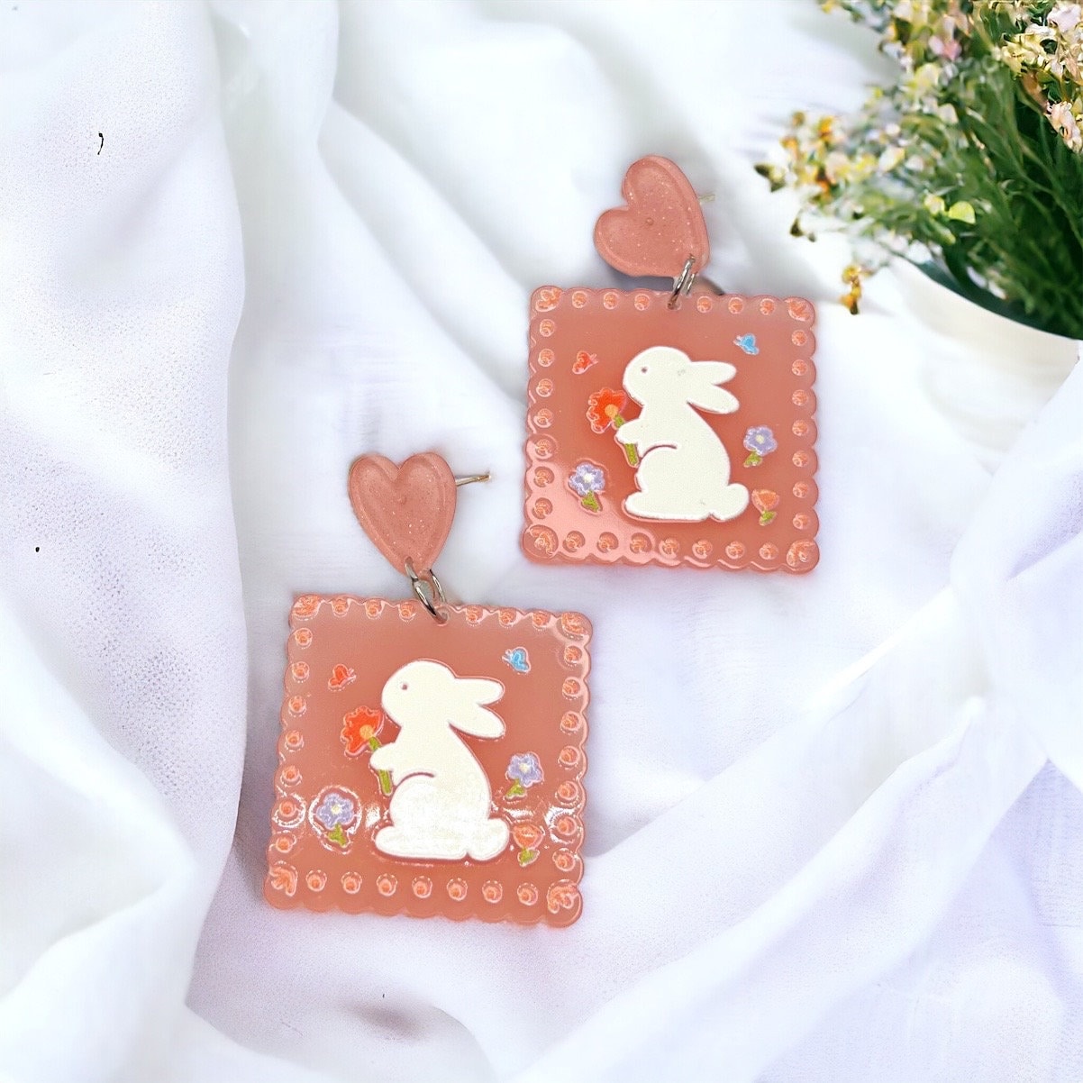 Hop into Style: Adorable Pale Pink Bunny Earrings for Easter Cheer! - Rhythms of Grace Creative