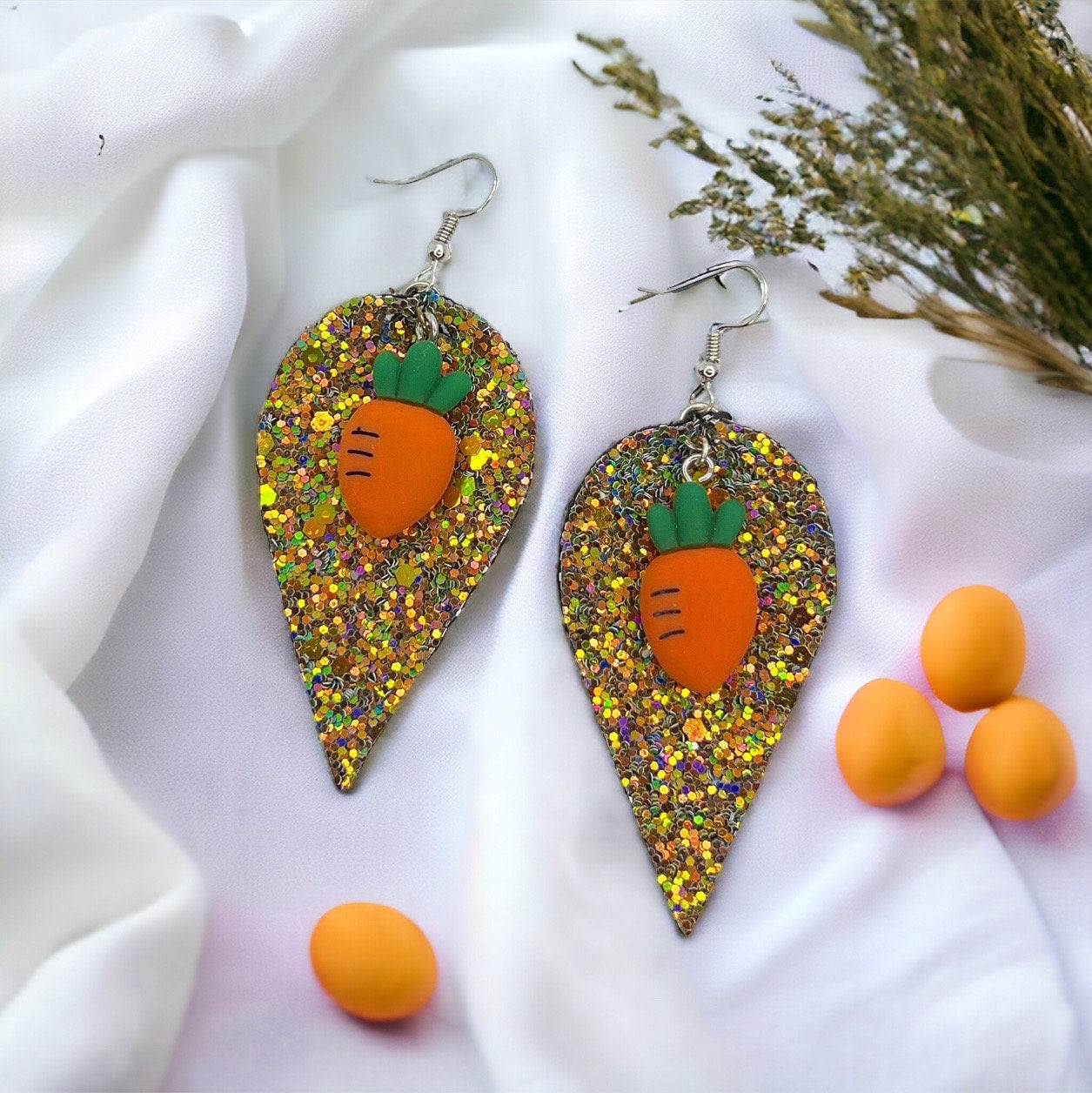 Sparkle & Shine: Whimsical Glitter Carrot Dangle Earrings! - Rhythms of Grace Creative