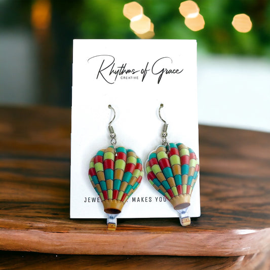 Hot Air Balloon Earrings, Balloon Jewelry, Dangle Earrings, Handmade Earrings, Hot Air Balloon, Balloon Accessories, Handmade Jewelry