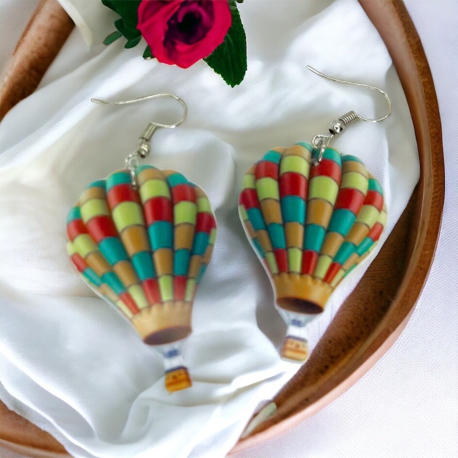 Hot Air Balloon Earrings, Balloon Jewelry, Dangle Earrings, Handmade Earrings, Hot Air Balloon, Balloon Accessories, Handmade Jewelry