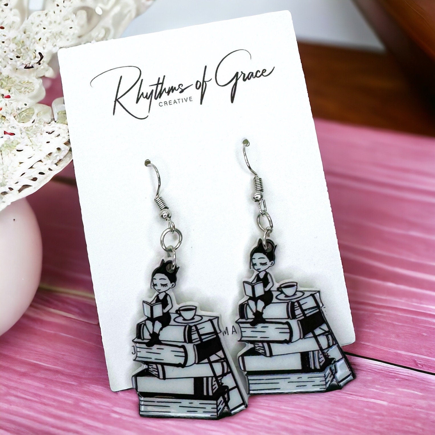 Librarian Earrings - Teacher Earrings, Book Club, Book Club Earrings, Handmade Earrings, Librarian Jewelry, Writer Gift, Author, Writing