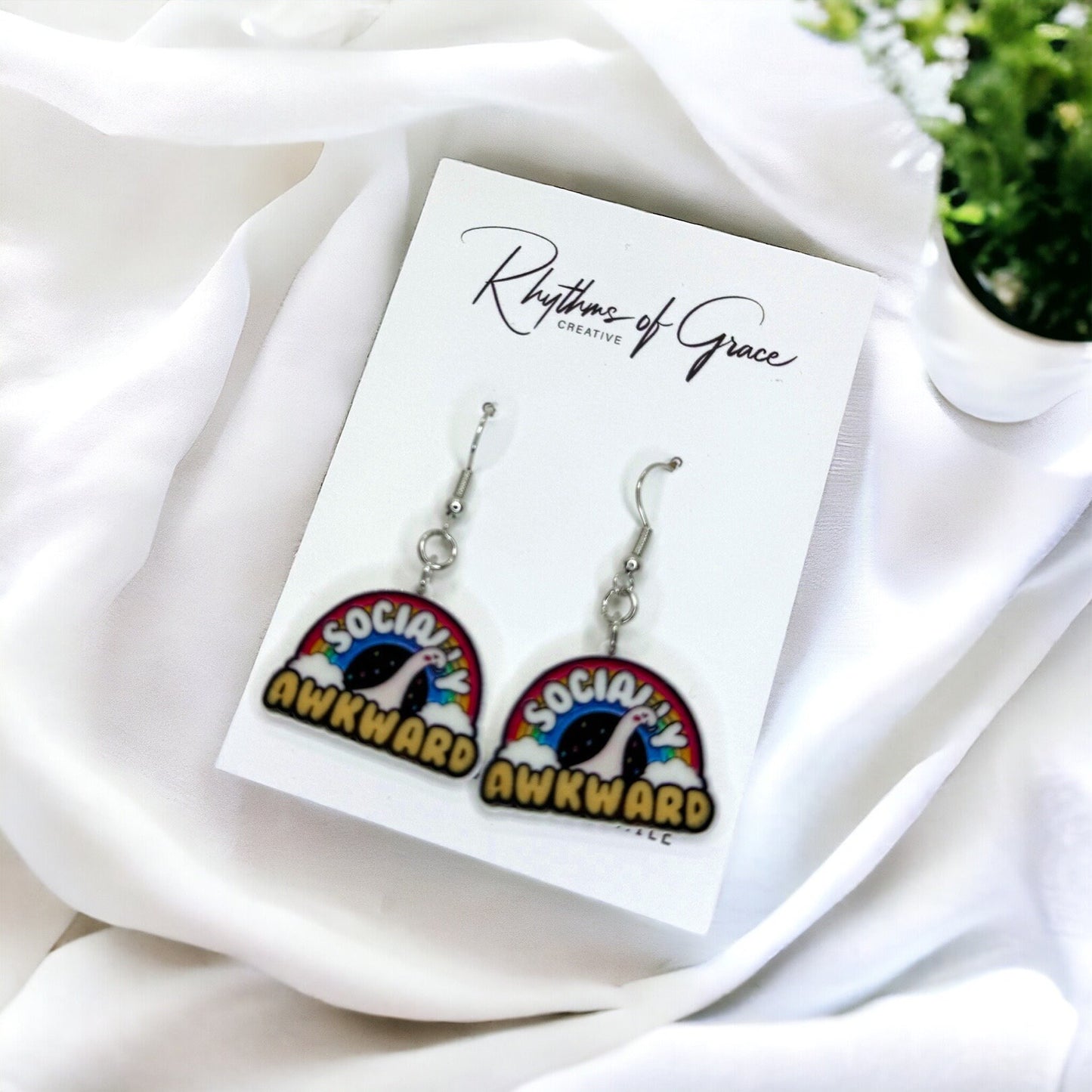 Socially Awkward Earrings - Handmade Earrings, Introvert Jewelry, Introvert Gift, Funny Earrings, Sweater, Introvert Earrings, Serotonin